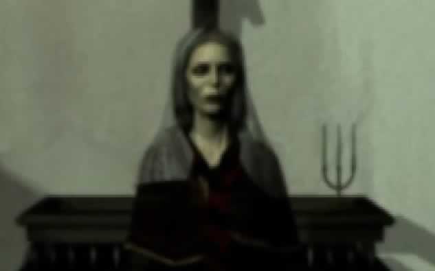 Harry encontra Dahlia Gillespie na igreja de Silent Hill 1