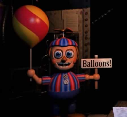 O temido Garoto do balão Balloon Boy de Five Nights at Freddys 2