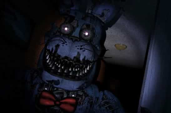 Nightmare Bonnie aparecendo na porta esquerda