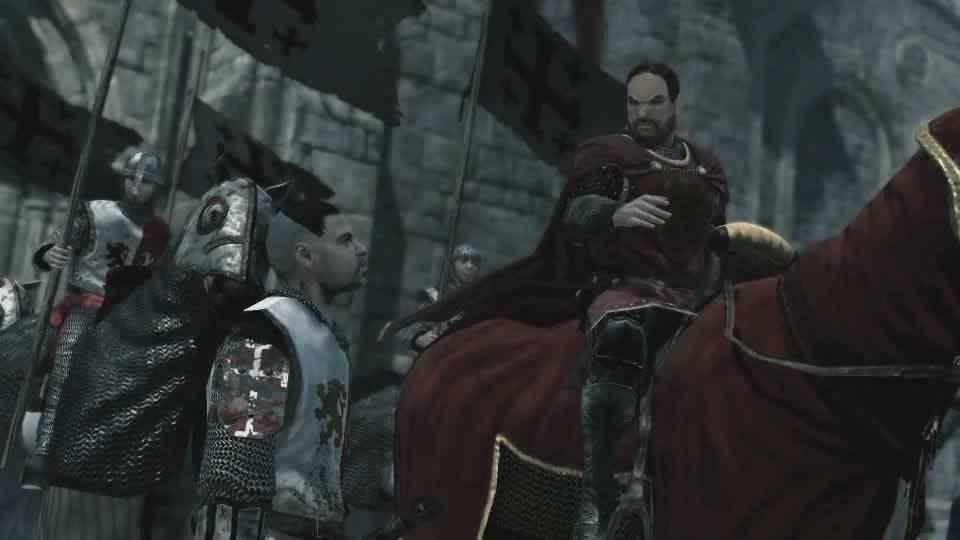 William e Ricardo discutindo em público no primeiro Assassin's Creed