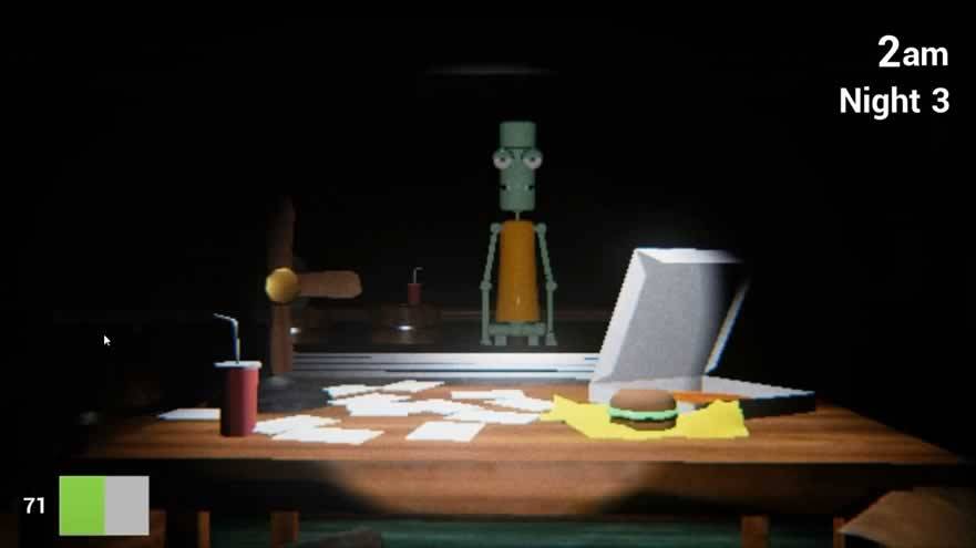 animatronico do Lula molusco em Five Nights at Krusty Krab