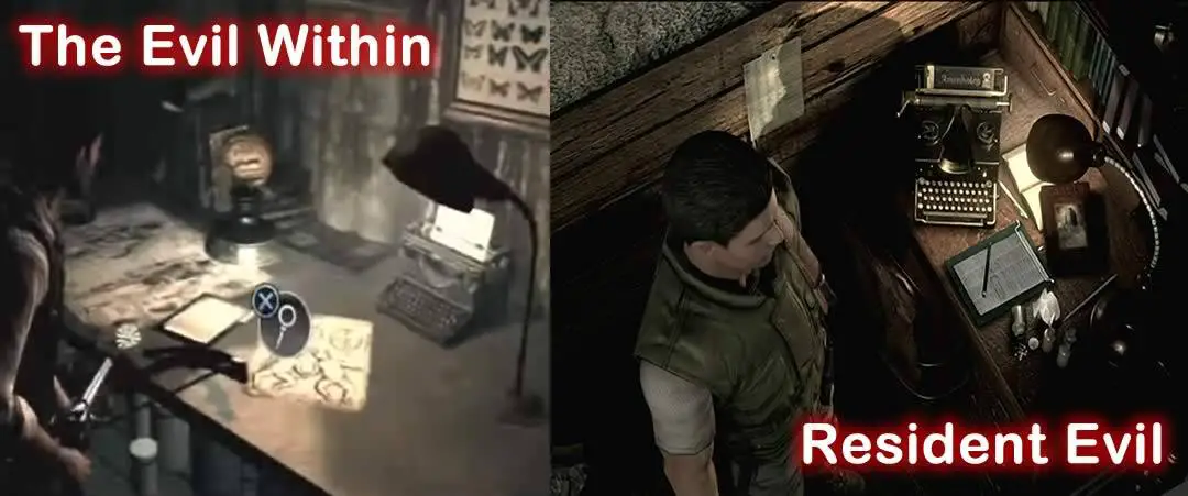 The evil within e Resident Evil máquina de escrever