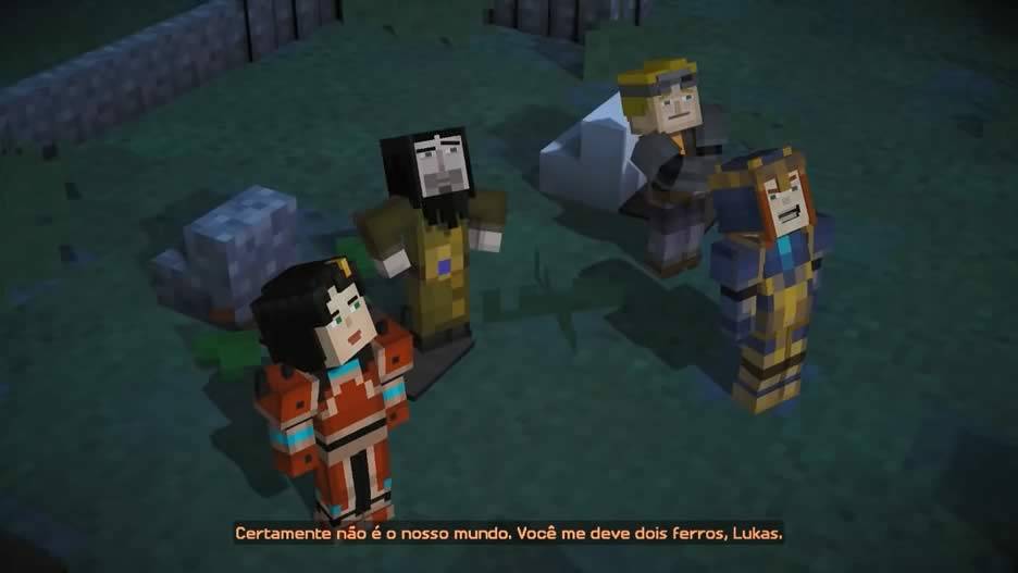 Jesse chega no mundo mal assombrado em Minecraft story mode