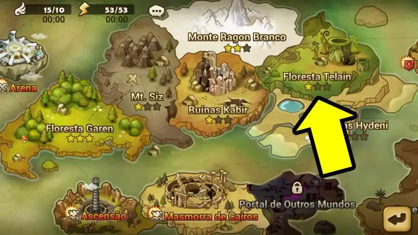 Mapa e estratégia para pegar runas início do jogo Summoners War