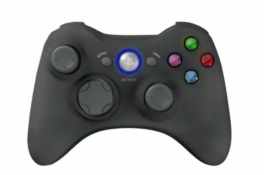 Controle PS3 que tem aparencia do Xbox 360