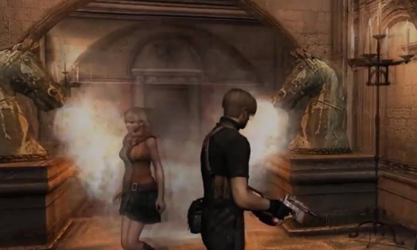 Resident Evil 4 Passando pelos cavalos estátuas