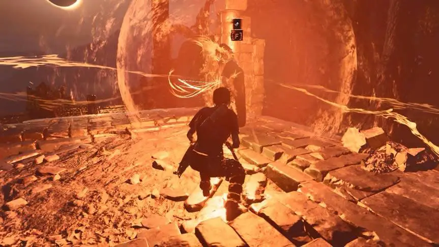 Amaru envolto da bola de energia Shadow of the Tomb Raider