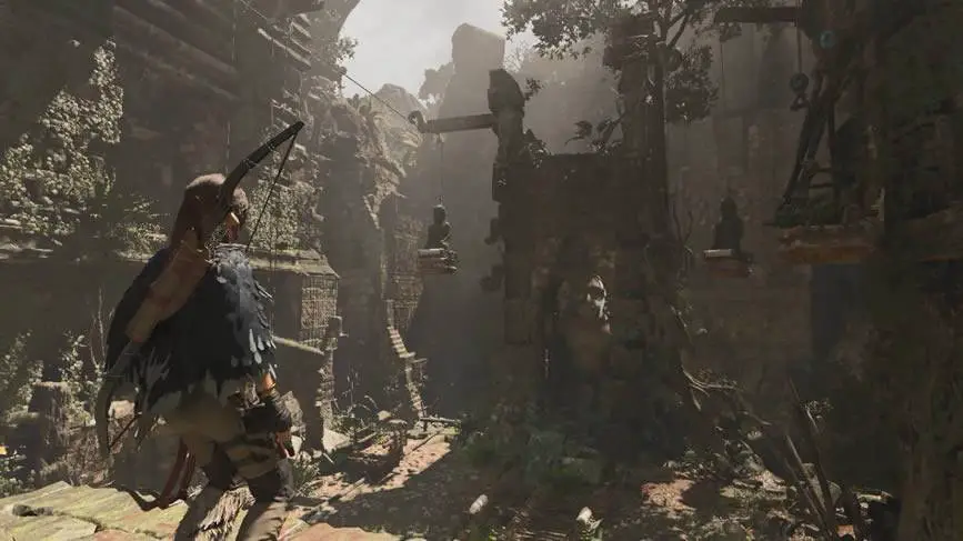 Tumba das estátuas penduradas na selva Shadow of the Tomb Raider