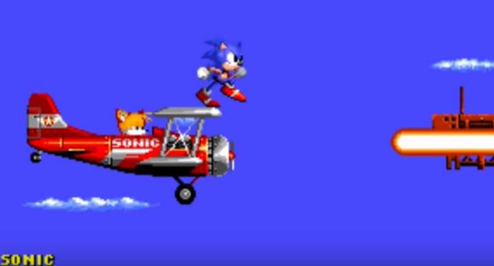 Robotnik acerta o avião de Tails em Sonic 2