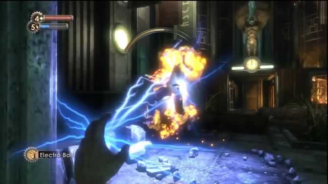 Raios de eletricidade como arma em Bioshock