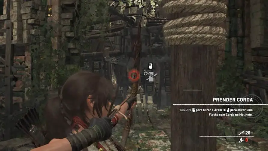Lara prendendo corda Shadow of the Tomb Raider
