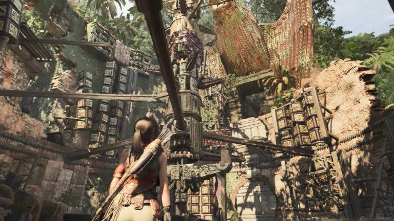 Shadow of the Tomb Raider: Como passar pela máquina de madeira giratória nas ruínas de Kuwaq Yaku
