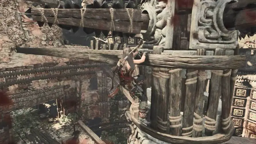 Shadow of the Tomb Raider mecanismo giratório de madeira