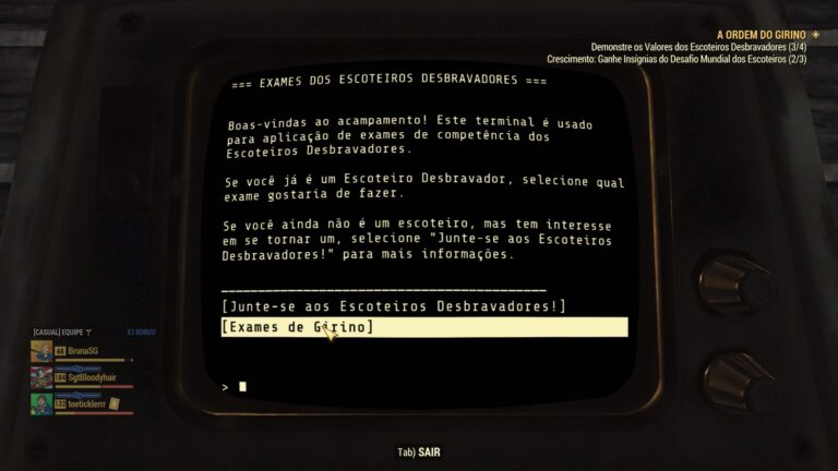 Fallout 76: Respostas para o exame da ordem do Girino